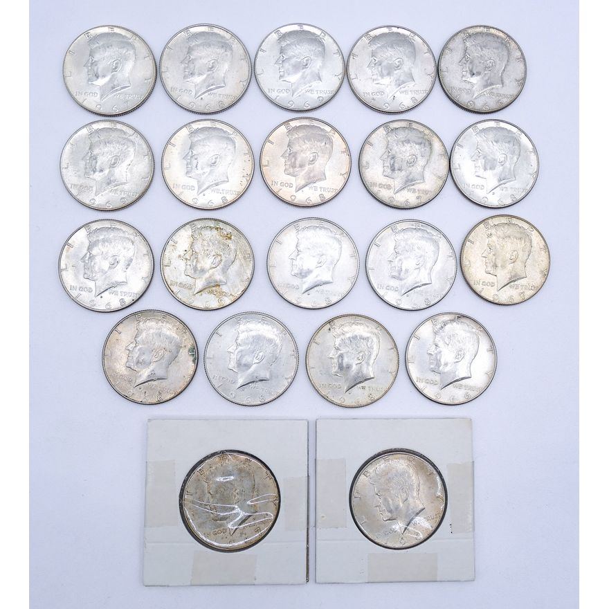 Box 21pc US Kennedy 40% Silver Half Dollars