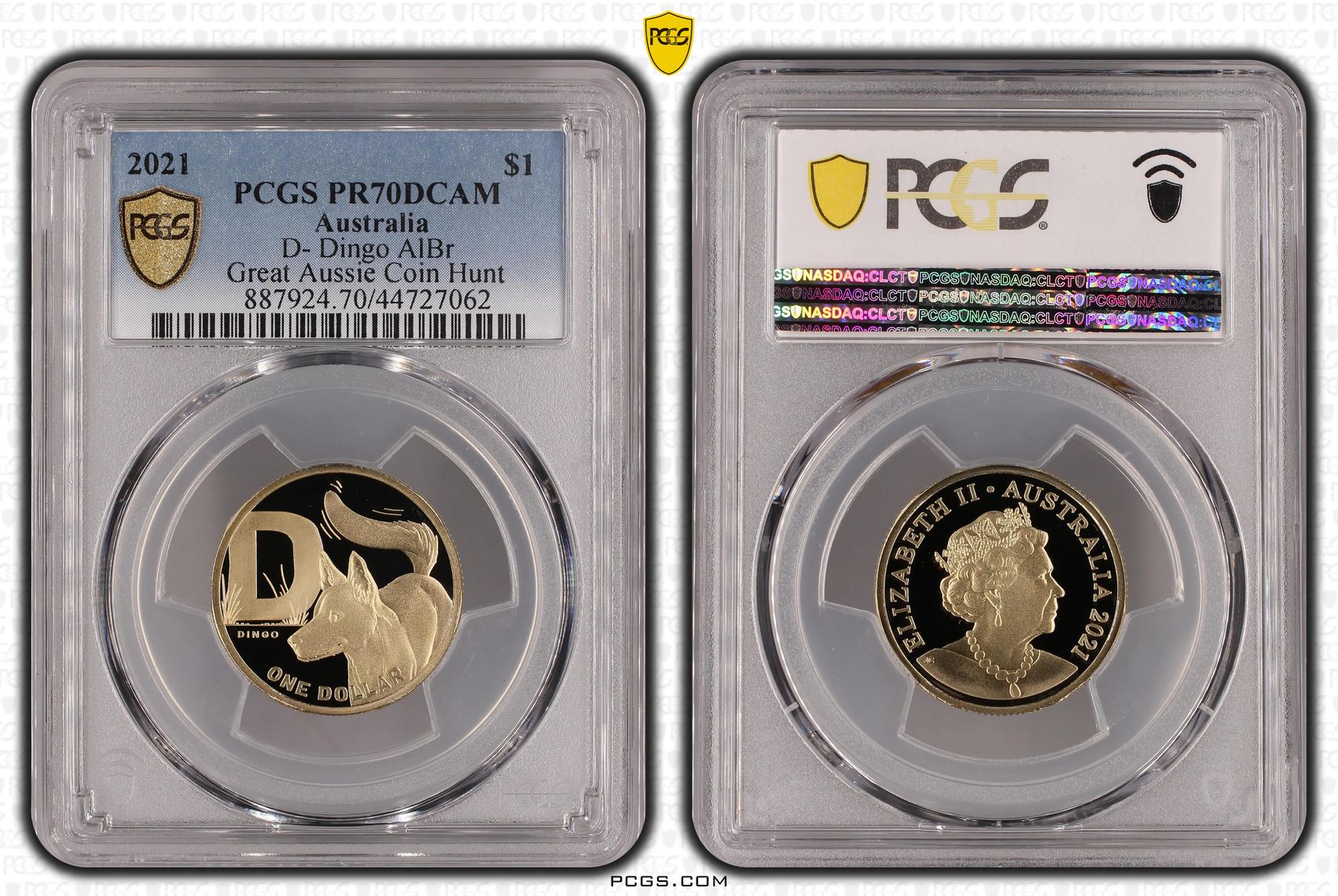 2021 Australia One Dollar, $1 Proof D- Dingo AlBr PCGS - PR70DCAM POP 7/0 -062