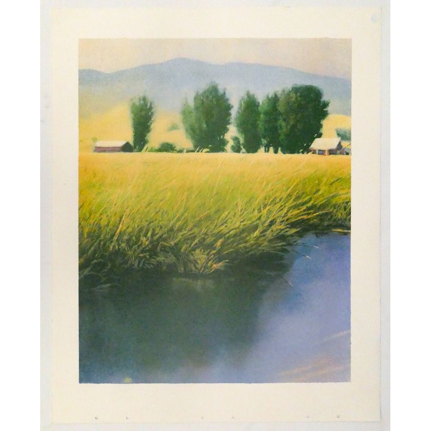 Kent Lovelace River & Farm Scene Colored Test Lithograph