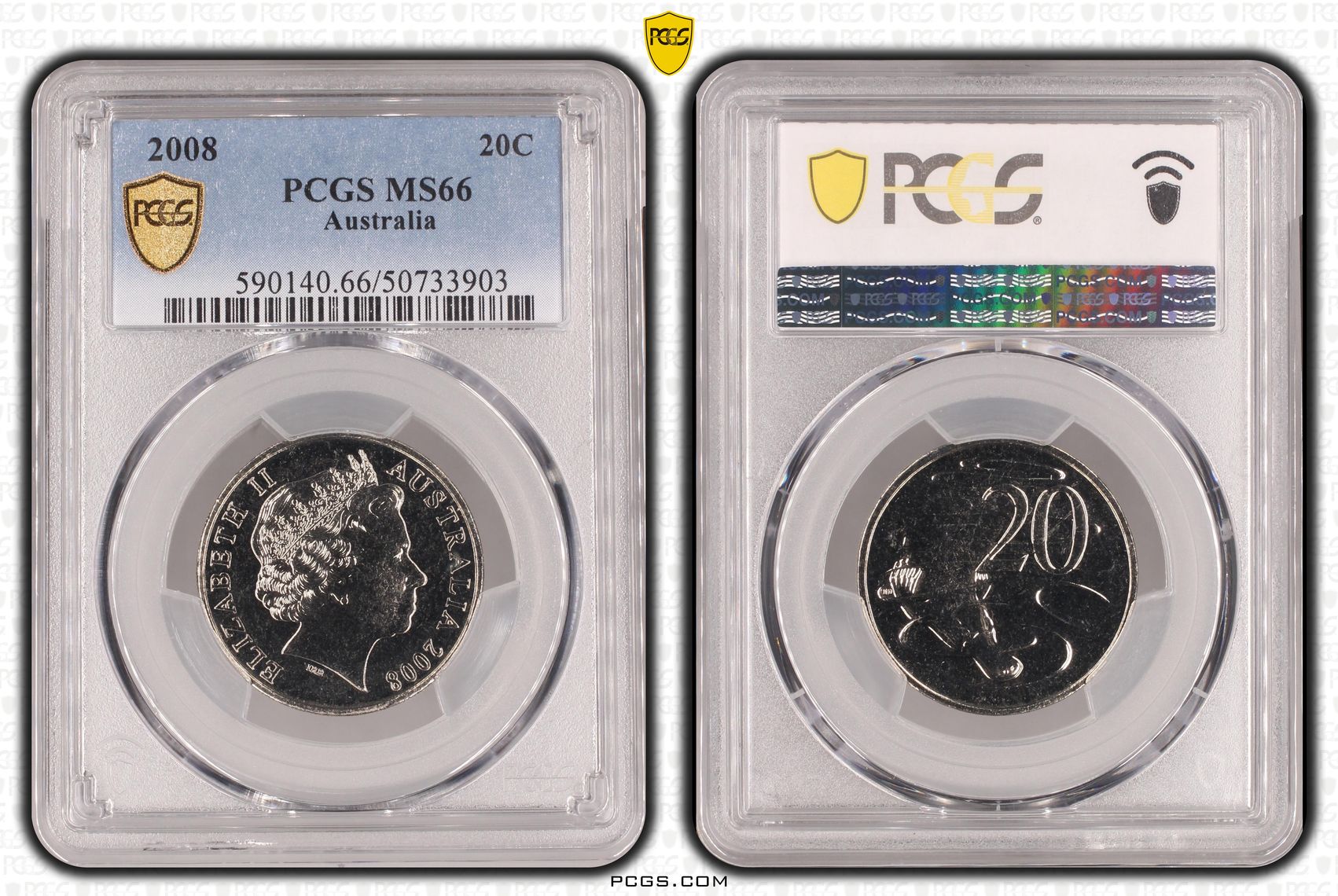 Twenty Cent, 2008, PCGS MS66