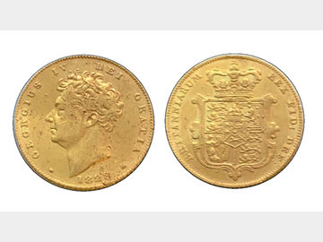 1828 GEORGE IV BARE HEAD HALF SOVEREIGN