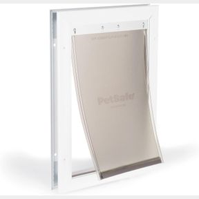 PETSAFE FREEDOM ALUMINUM PET DOOR FOR DOGS AND CATS, MEDIUM, WHITE, TINTED VINYL FLAP