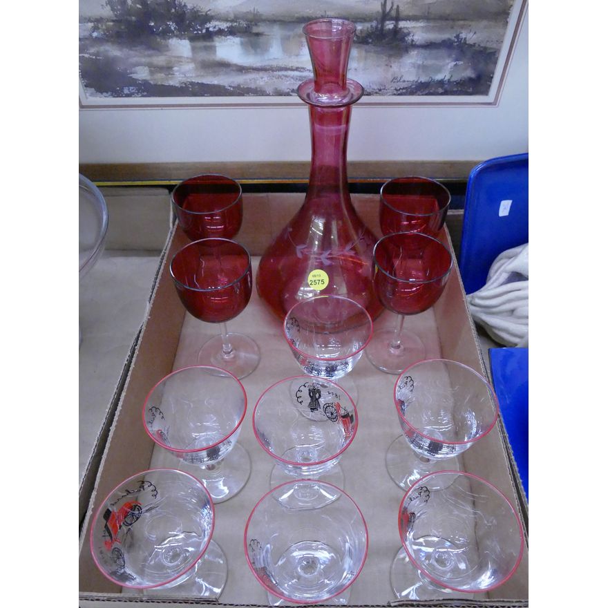 Box Vintage Red Glass