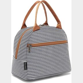 FLOWFLY LUNCH BAG TOTE BAG LUNCH ORGANIZER LUNCH HOLDER INSULATED LUNCH COOLER BAG FOR WOMEN/MEN,WHITE&BLACK STRIPE