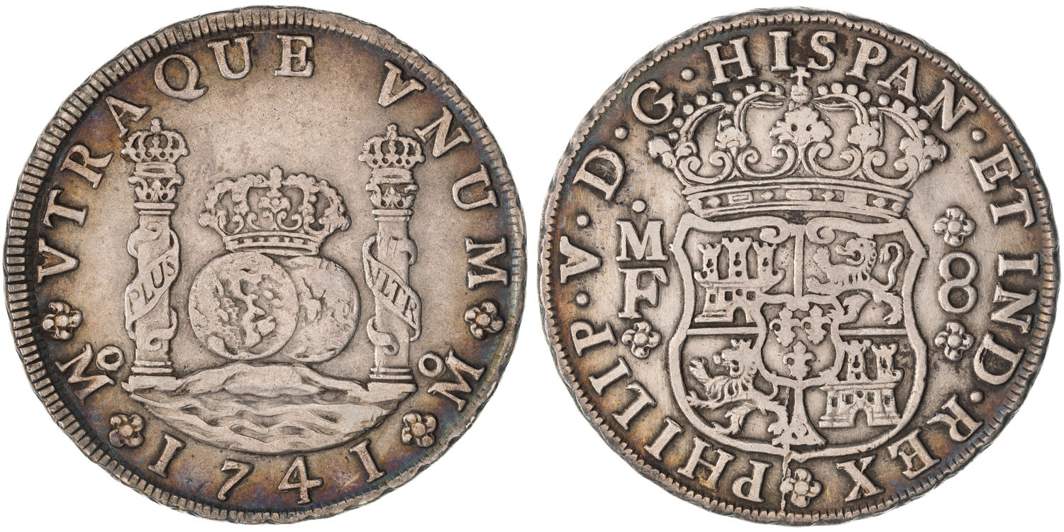 Spain & Colonies, Phillip V, Colonial Mexico - Spanish Pillar Dollar , Eight Reales, 1741, VF - gVF