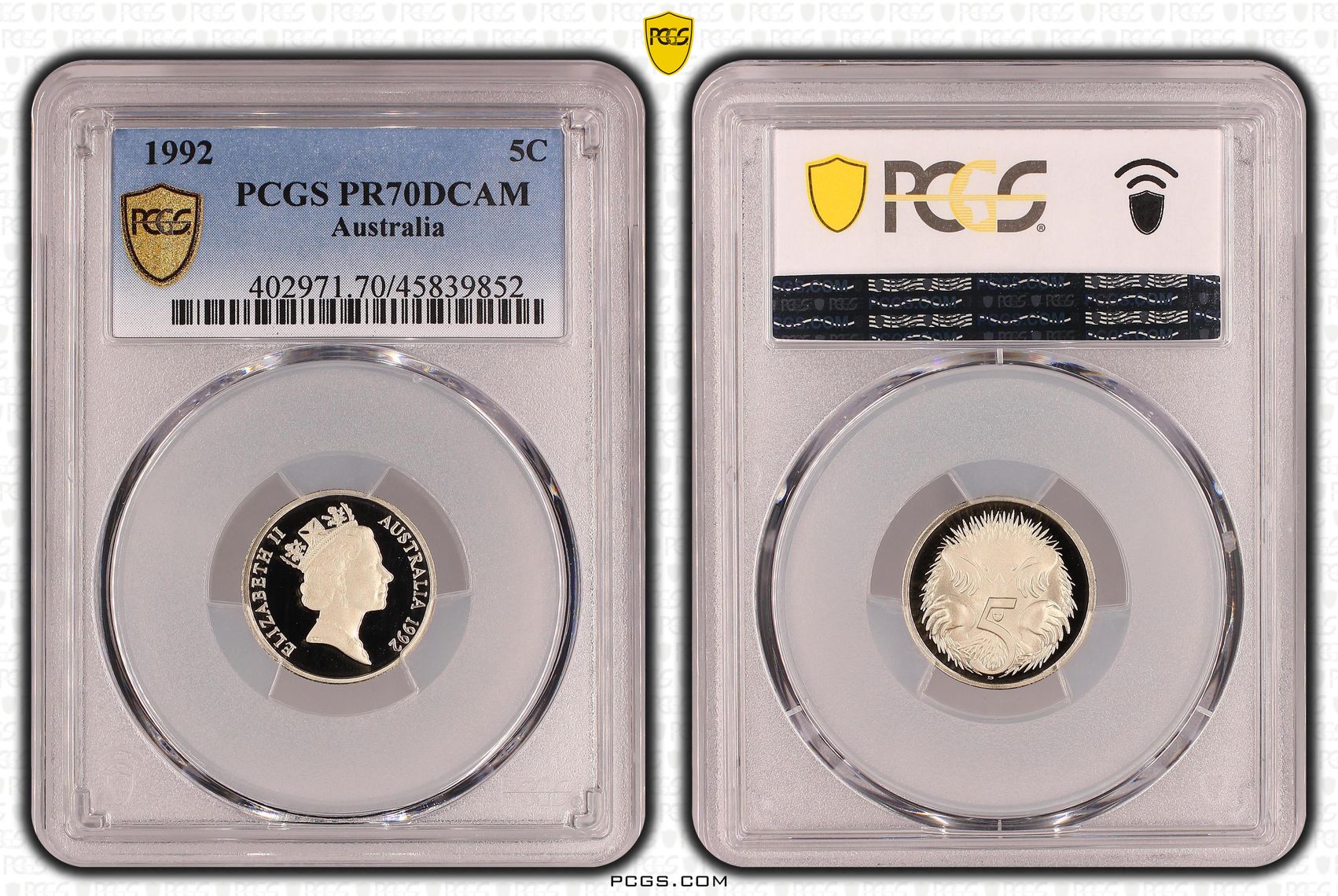 Elizabeth II, Five Cent, 1992, PCGS PR 70DCAM