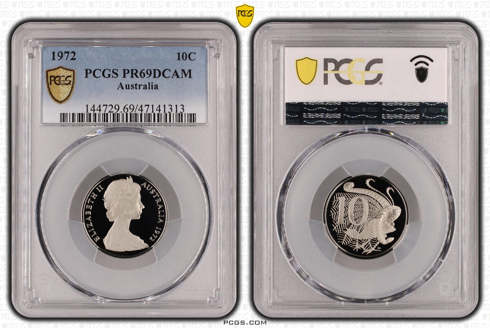 Elizabeth II, Ten Cent, 1972, PCGS PR69DCAM