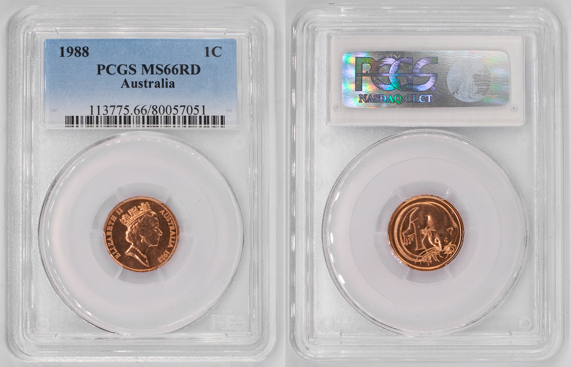 Elizabeth II, One Cent, 1988, PCGS MS66RD