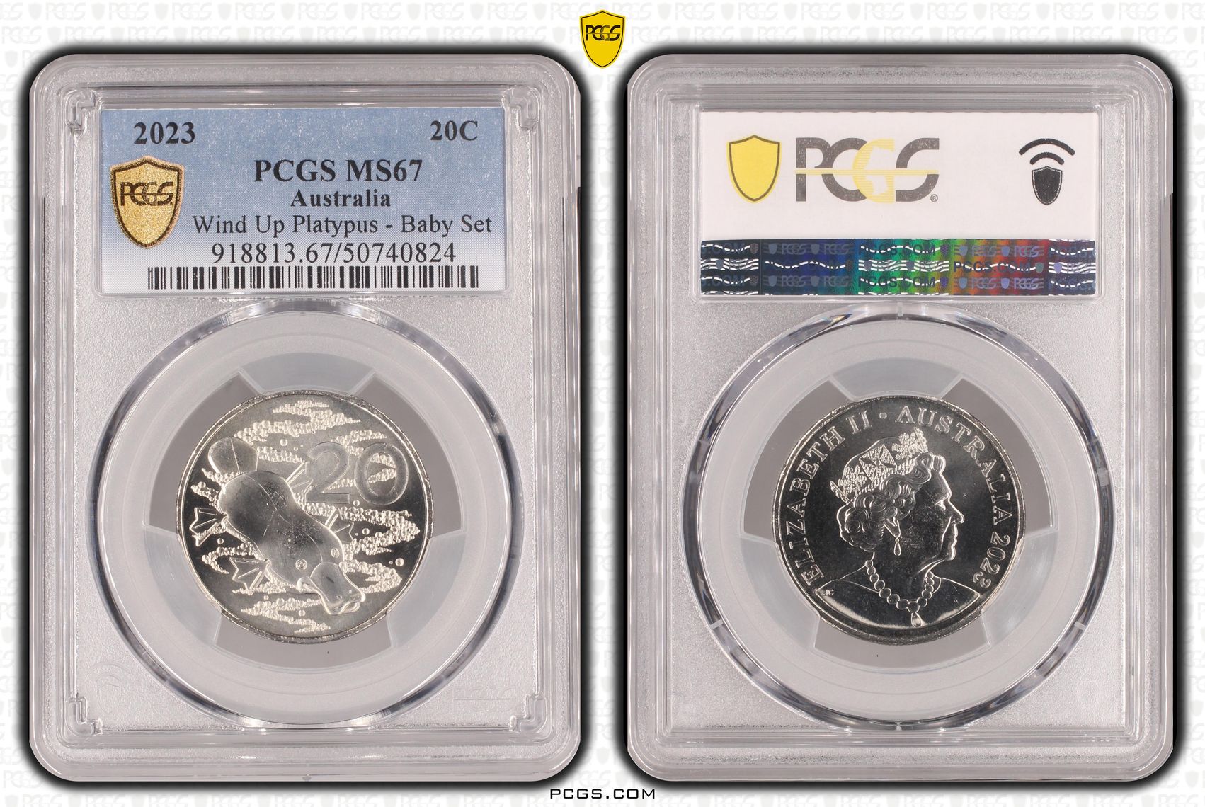 Wind Up Platypus - Baby Set , Twenty Cent, 2023, PCGS MS67