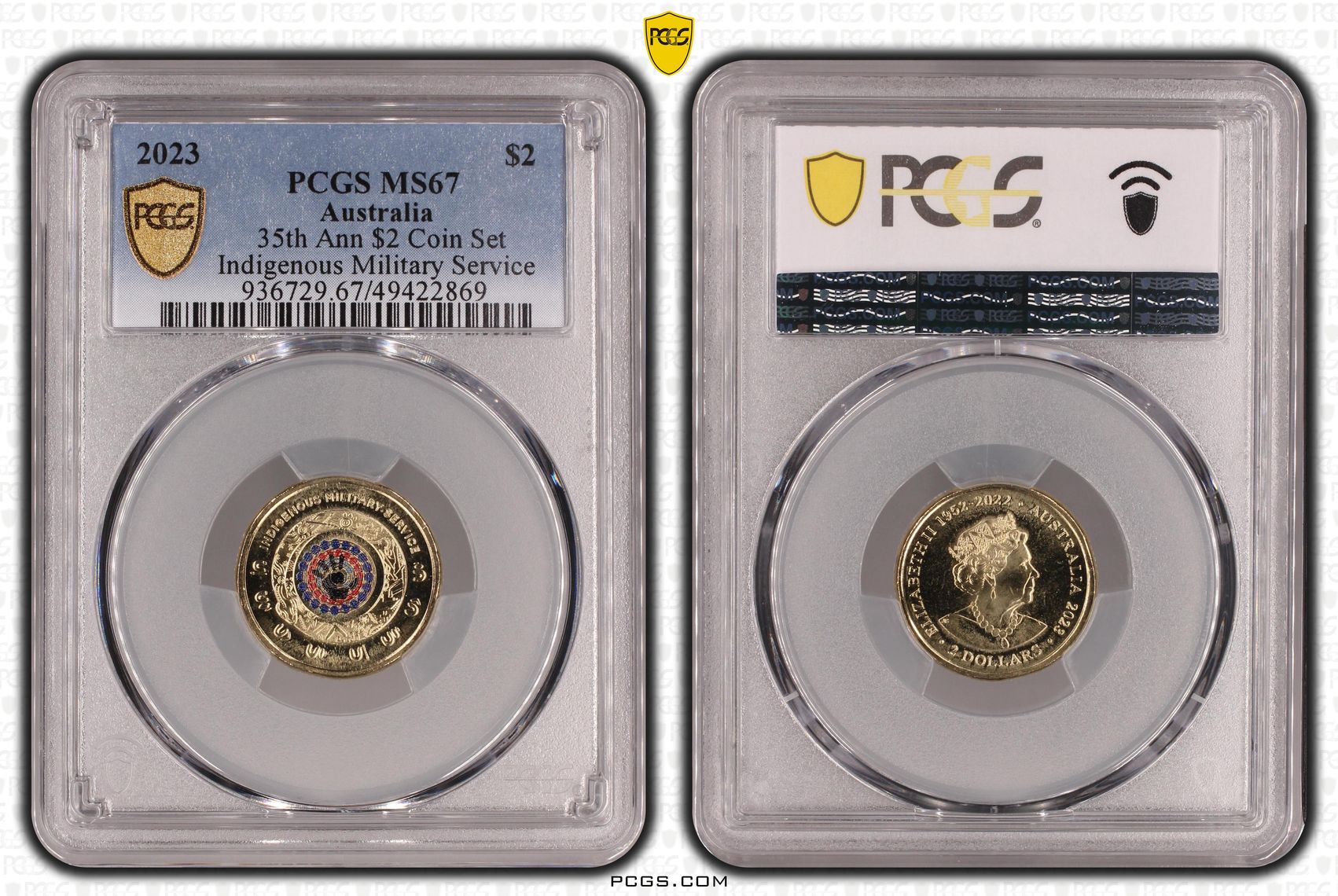 35th Ann $2 Coin Set Colorized - Indigenous Military Service, Two Dollar, 2023, PCGS MS67