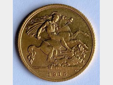 1915 GEORGE V SYDNEY MINT GOLD HALF SOVEREIGN