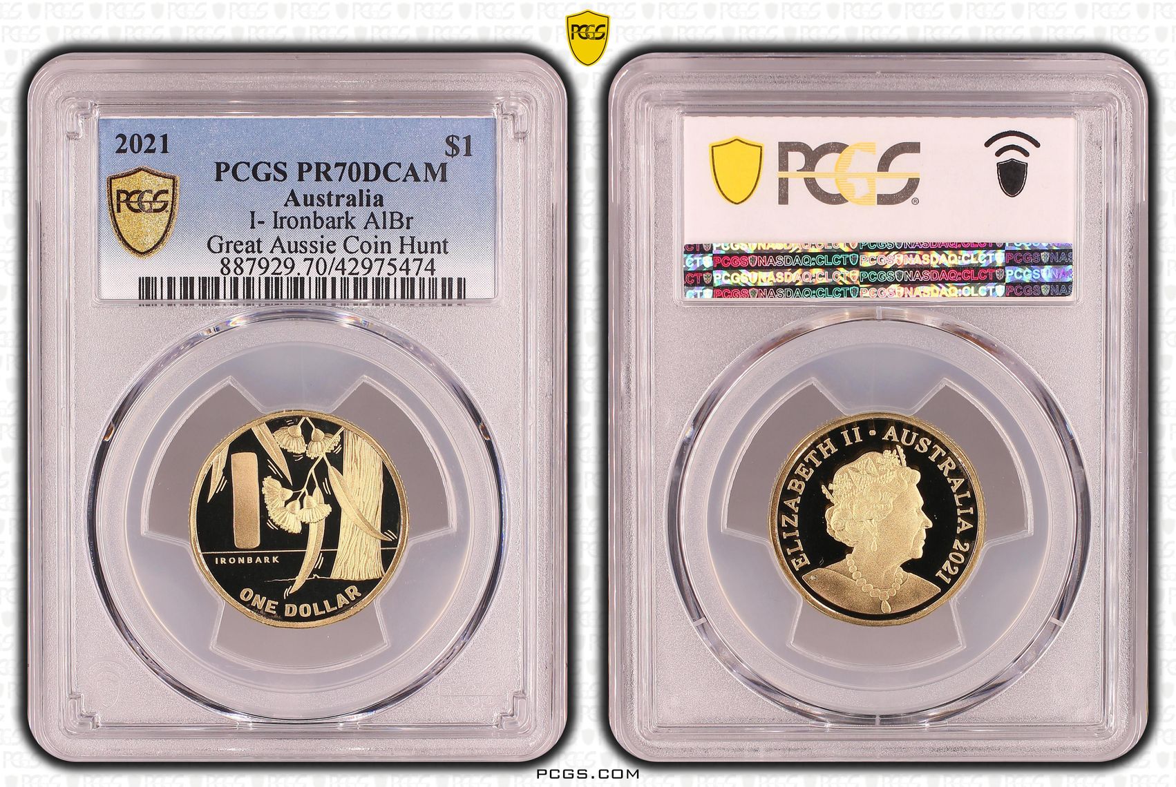 2021 Australia One Dollar, $1 I- Ironbark AlBr PCGS - PR70DCAM POP 16/0 -474