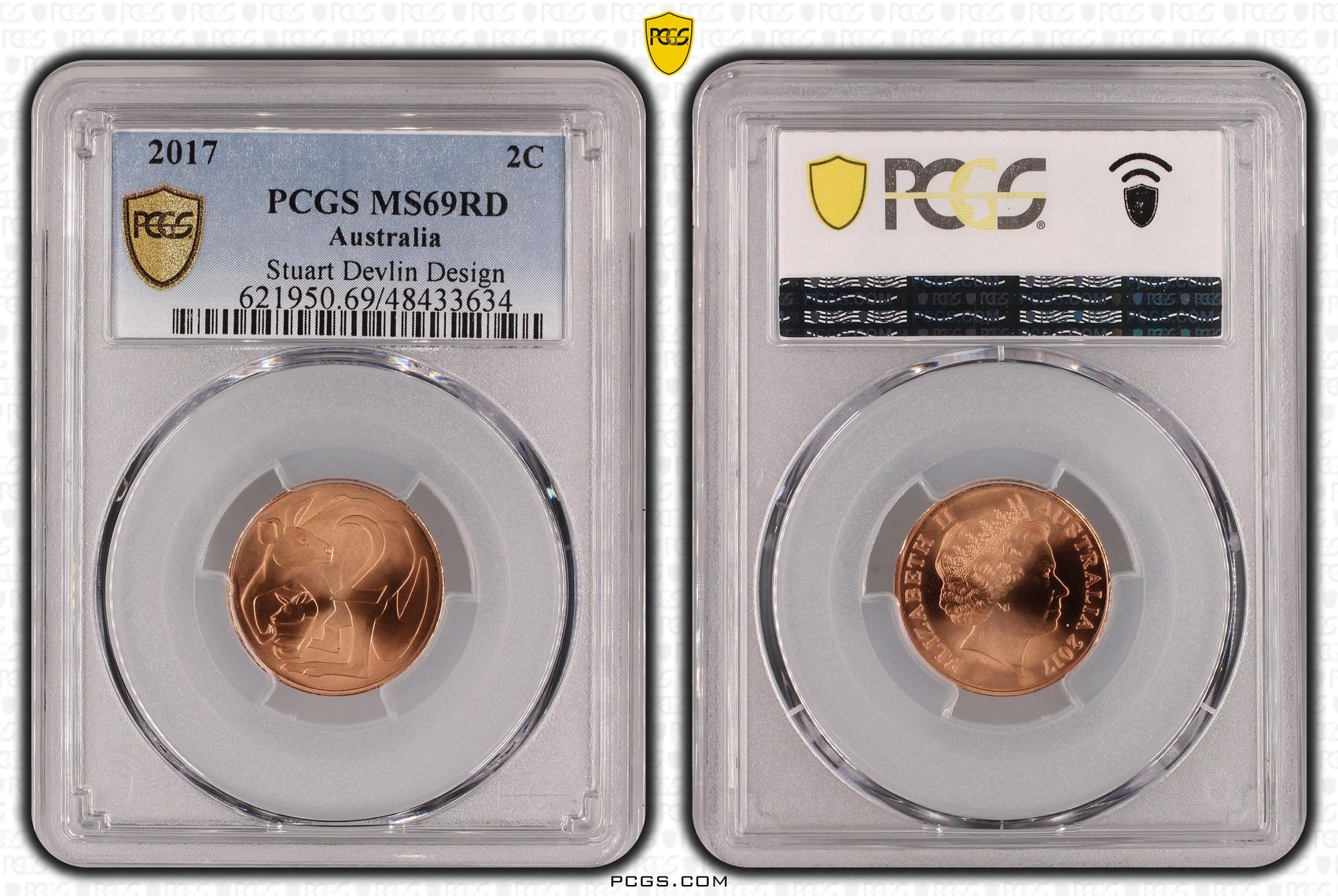 Elizabeth II, Stuart Devlin Design , Two Cent, 2017, PCGS MS69RD