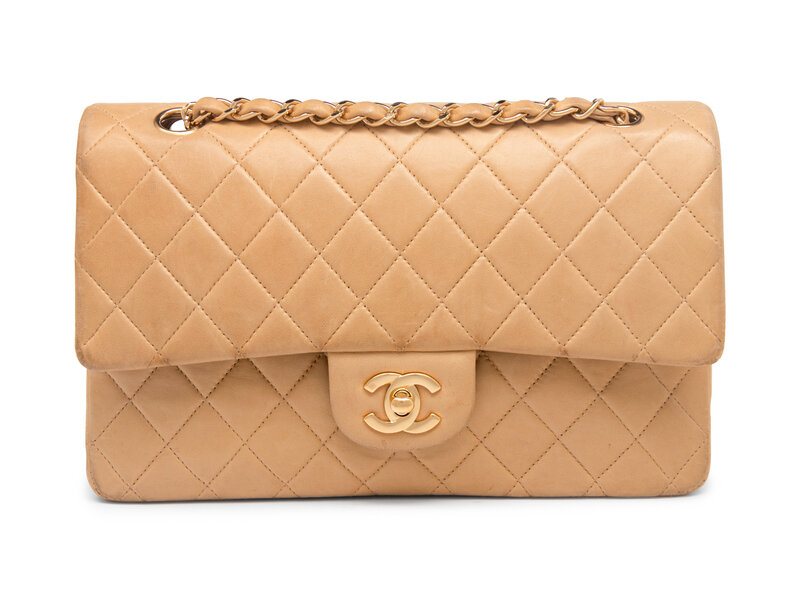Chanel Medium Classic Double-Flap Bag in Tan Lambskin