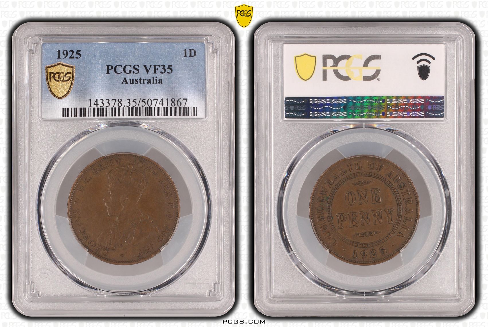 George V, Penny, 1925, PCGS VF35
