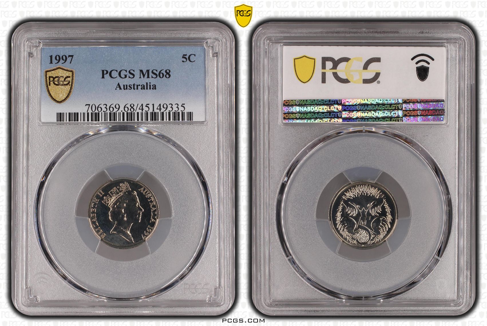 Elizabeth II, Five Cent, 1997, PCGS MS68