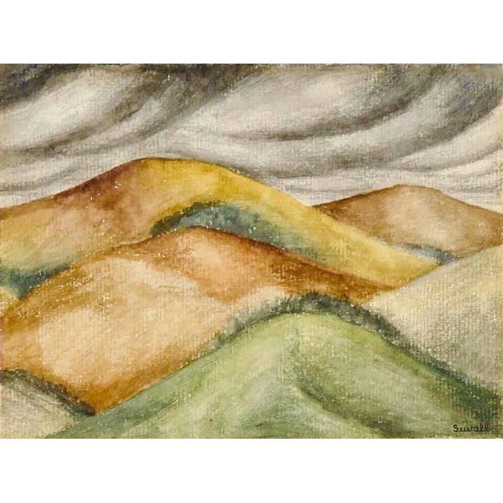 Edward Sewall ''Rolling Landscape'' WPA Era Watercolor