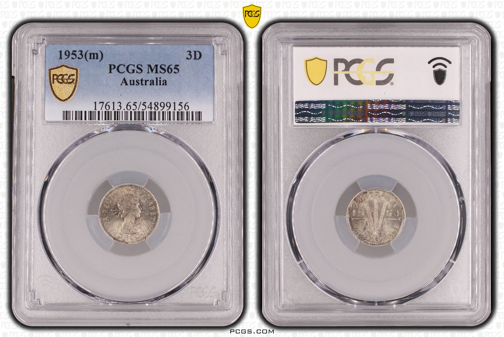 106 · Threepence, 1953(m), PCGS MS65