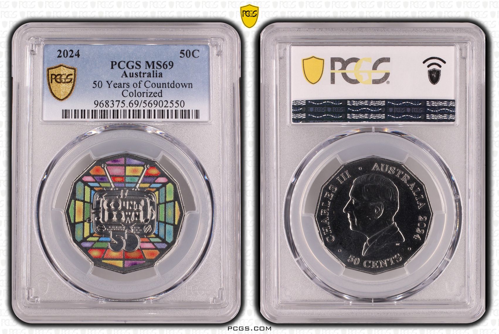 50 Years of Countdown - Colorized, Fifty Cent, 2024, PCGS MS69