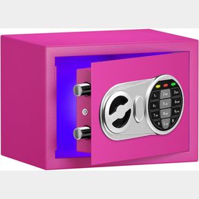SAMYERSAFE PINK SAFE BOX WITH SENSOR LIGHT, ELECTRONIC DIGITAL KEYPAD, STEEL CONSTRUCTION, HIDDEN, SMALL SAFE FOR OFFICE, HOME, HO