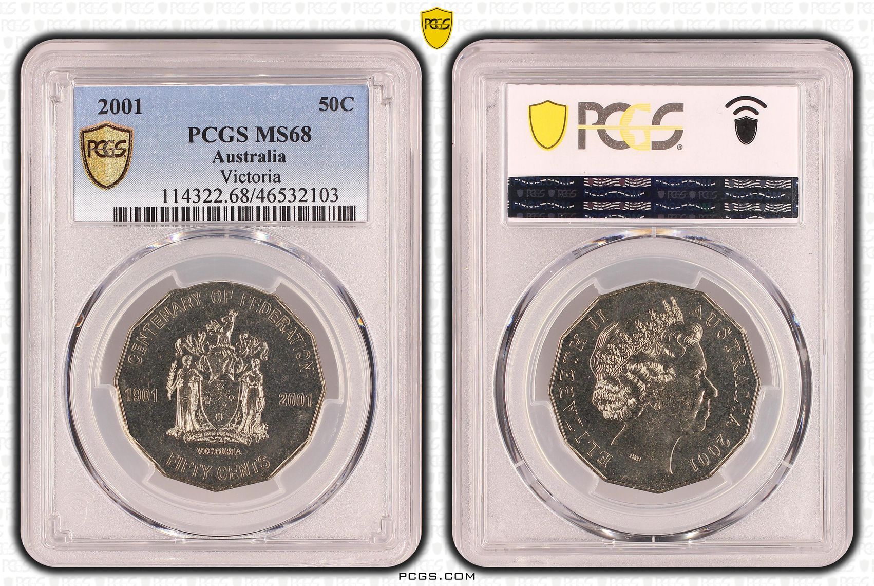 Victoria, Fifty Cent, 2001, PCGS MS68
