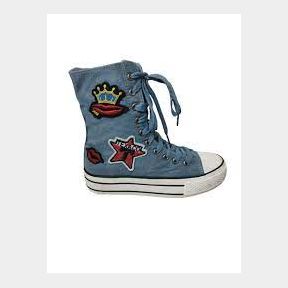 " June" Fashionable Extra Hi-Top Embroidered Denim Sneakers - Denim - UK 9 | DR 51499/298 B4 (S7)