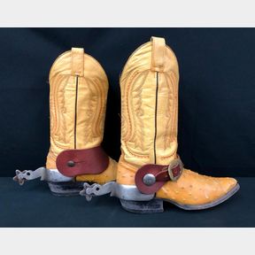 Vintage Crocket Spurs on Ostrich Boots