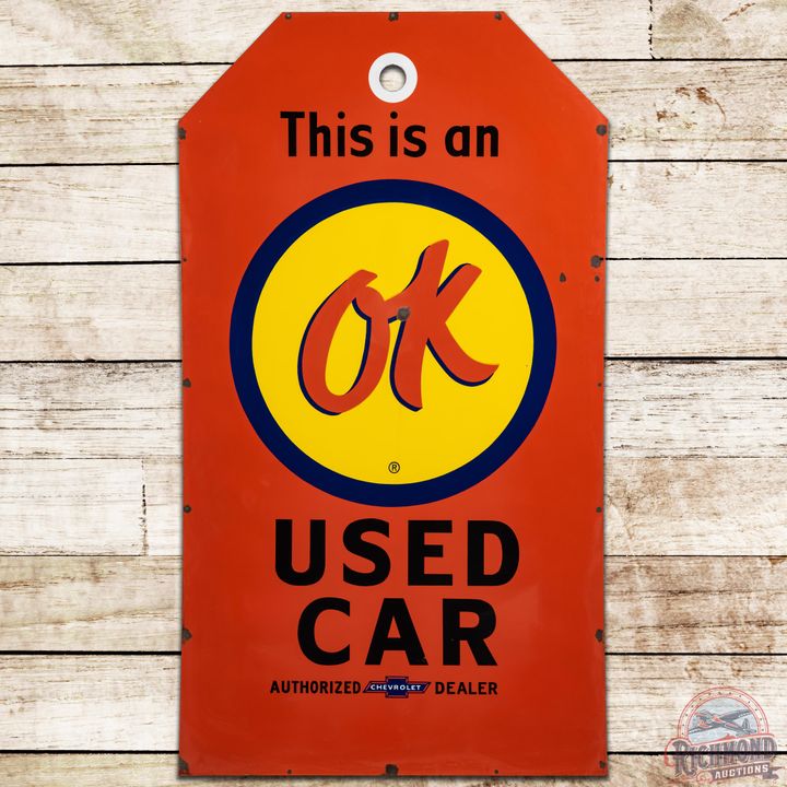6' Chevrolet OK Used Car Large SSP Die Cut Tag Sign - 8.5