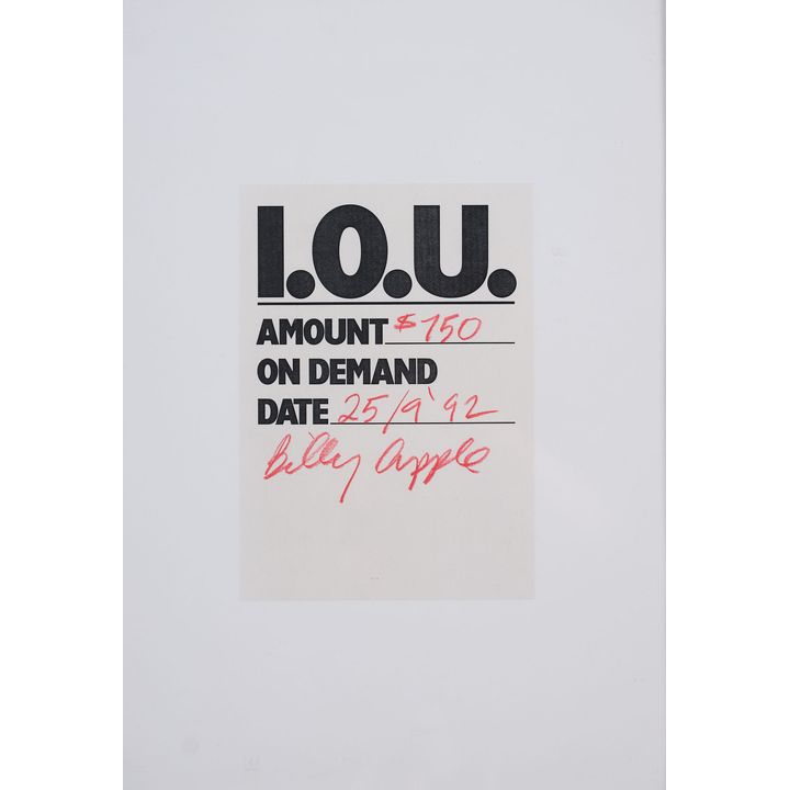 Billy Apple 'I.O.U.'