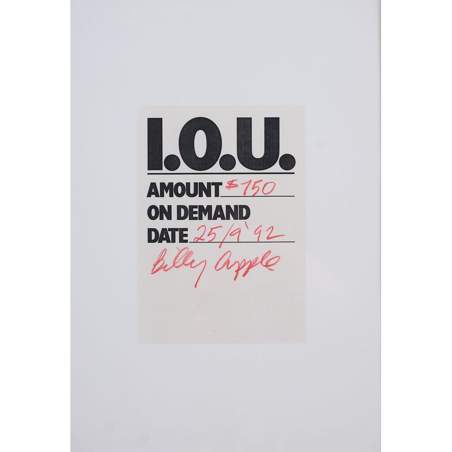 Billy Apple 'I.O.U.'