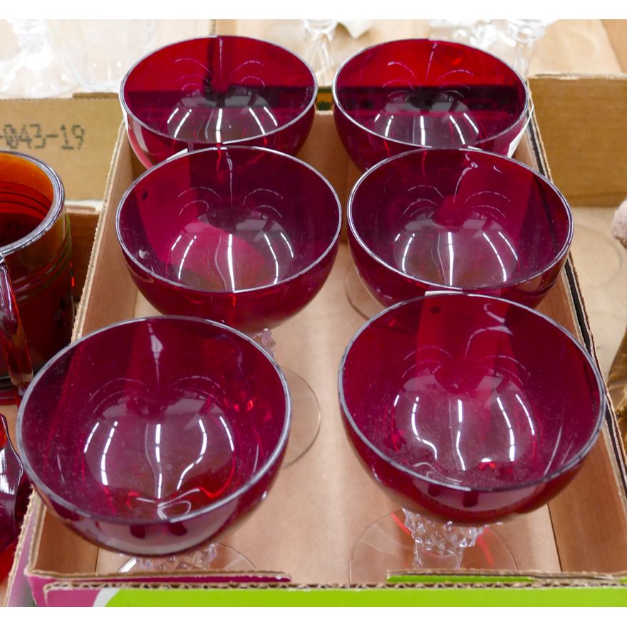 Box 6pc Morgantown Golf Champagne Red Glasses