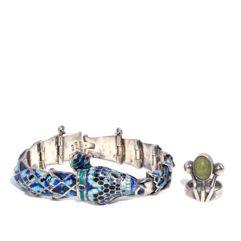32 · Margot de Taxco Sterling Silver Snake Bracelet