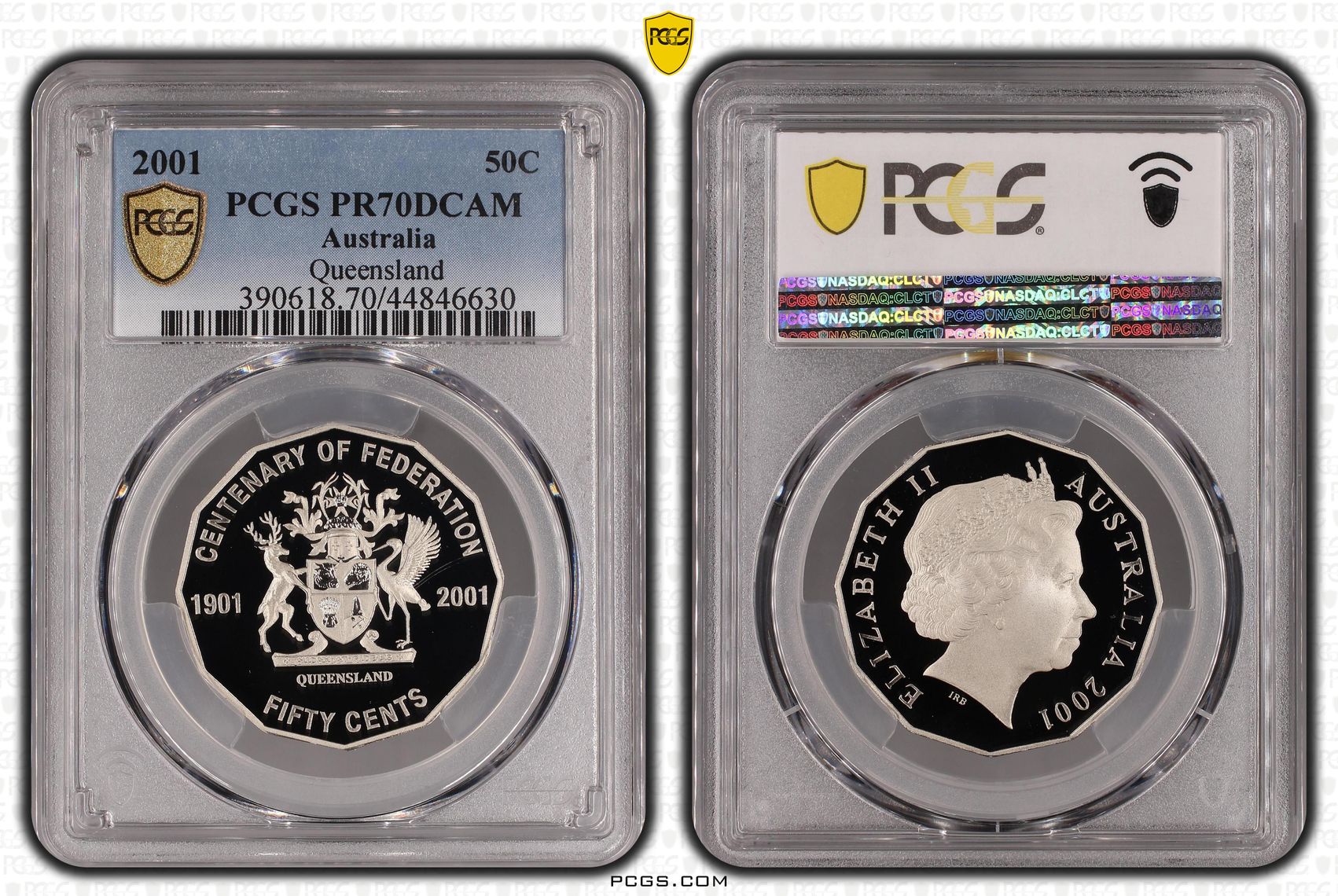 2001 Australian Fifty Cent, 50c Proof Queensland PCGS - PR70DCAM POP 37/0 -630