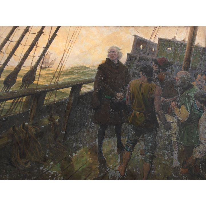 Columbus Refuses a Plea to Turn Back by Tom Lovell (1909-1997)