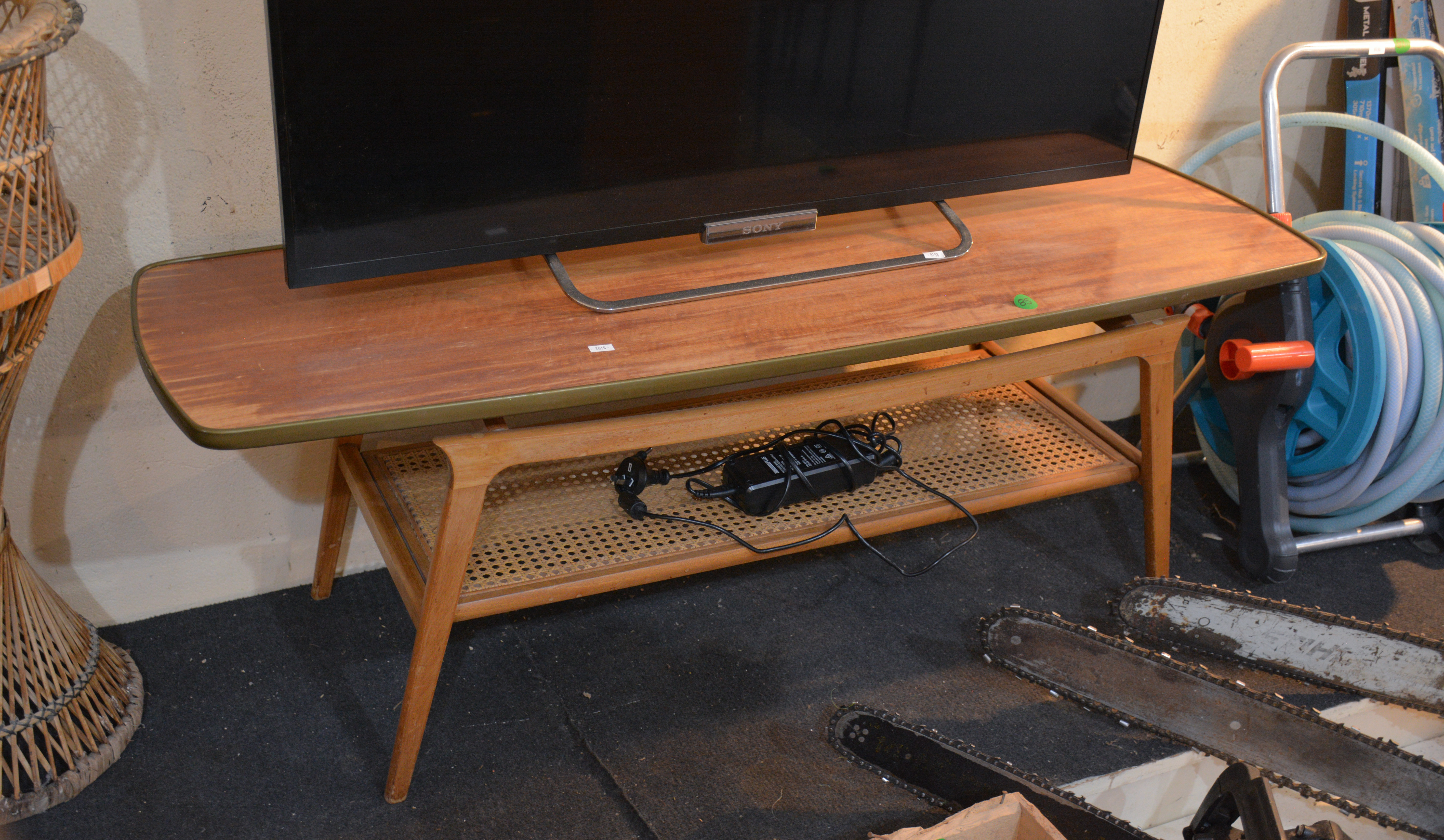 Formica + Rattan Scandinavian Coffee Table — sold at auction in New Zealand for $90