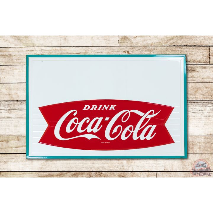 Drink Coca-Cola in Fishtail Logo w/ Privilege Panel Metal Sign TAC 9.25