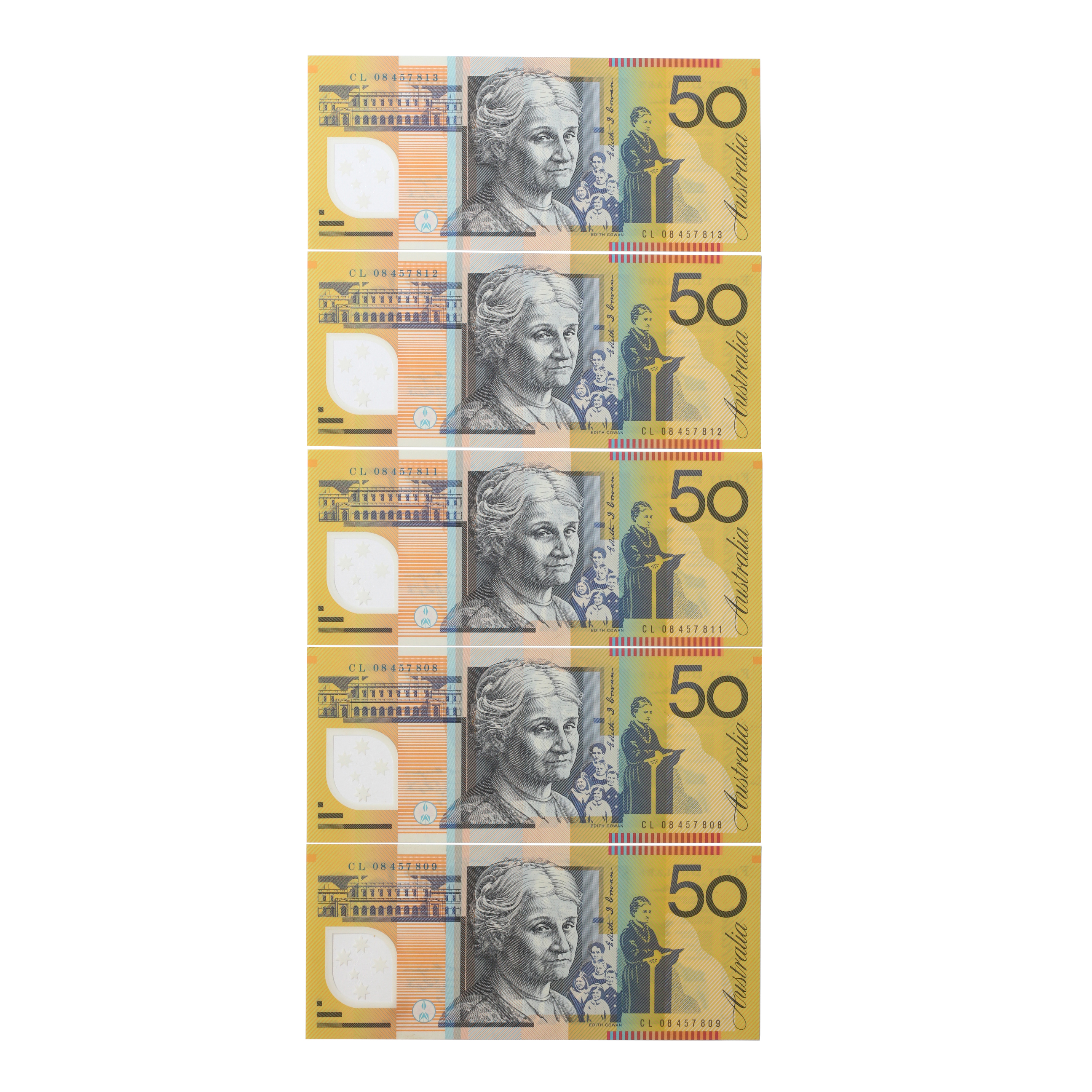 2072. · Consecutive Run, Stevens/Henry, Fifty Dollars, 2008, UNC