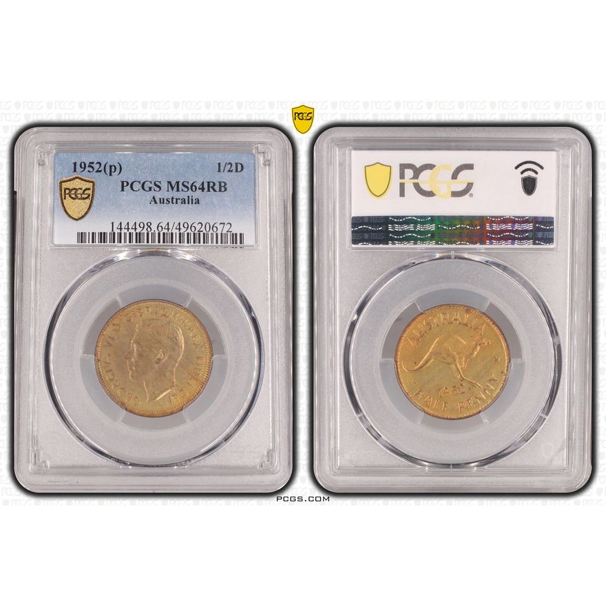 George VI,   POP 15/0, Halfpenny, 1952(p), PCGS MS64RB