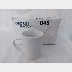 GEORGE MASON - WHITE CERAMIC 4 PACK MUGS - WHITE - 4 PACK -