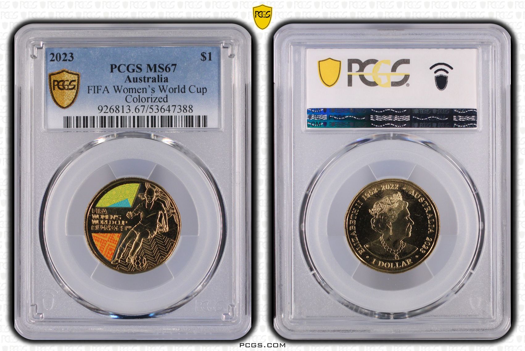 FIFA Women's World Cup Colourised, One Dollar, 2023, PCGS MS67