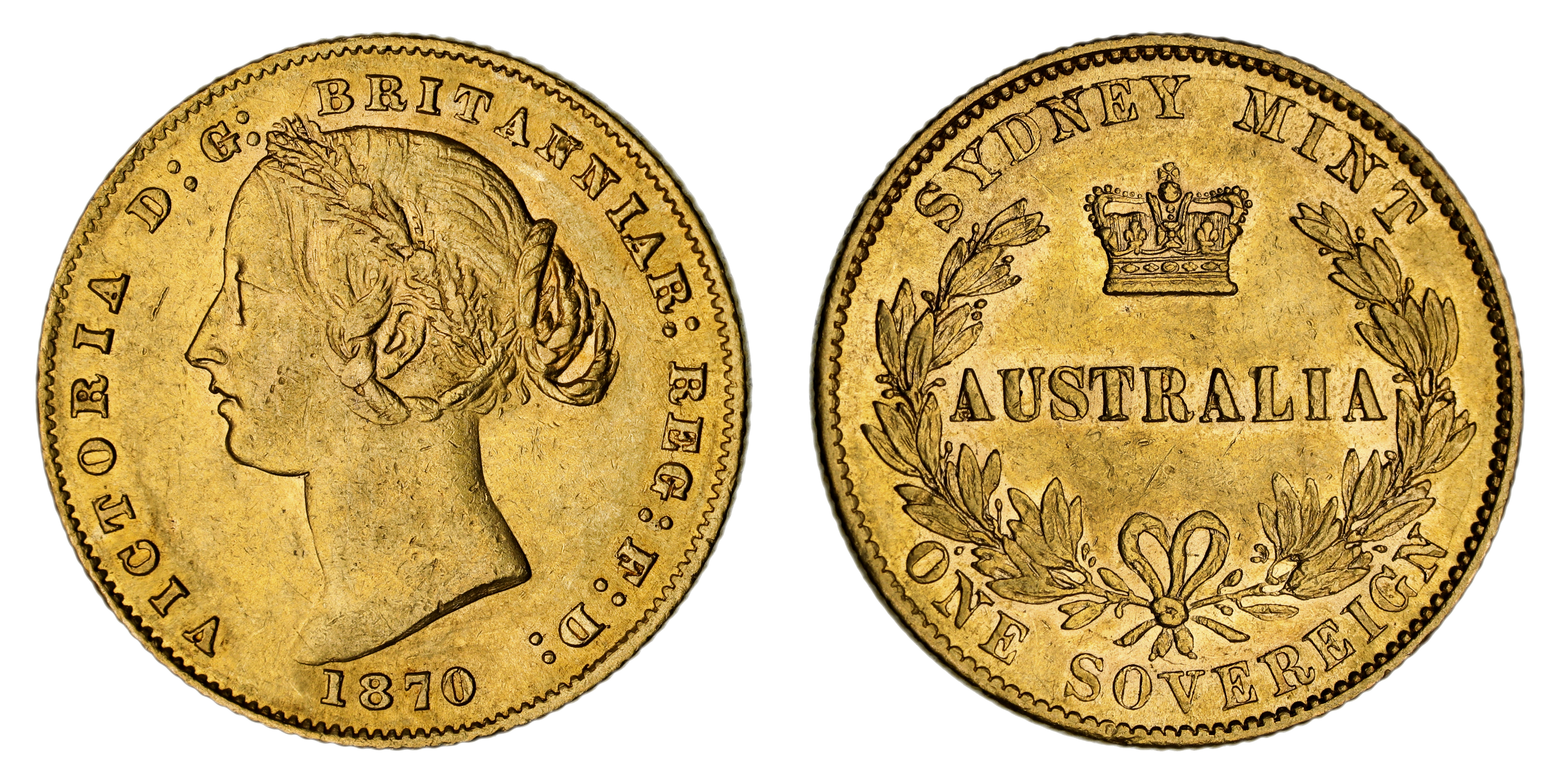 Victoria, Sydney Mint Reverse - Type II, Sovereign, 1870, gVF