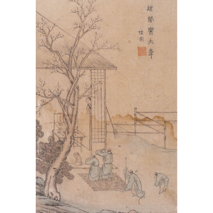 Korean Joseon Genre Scene Watercolor Painting