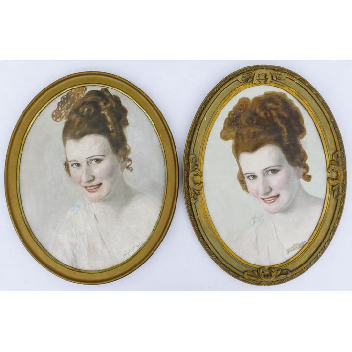2pc John Trullinger ''Portraits of Dorothy Goodhue'' 1916-17 Oil