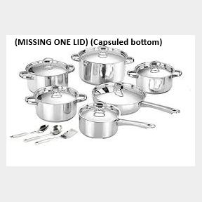 15 Piece Stainless Steel Cookware set (MISSING ONE LID) (Capsuled bottom) -- 51743/3427 B2 (S4)