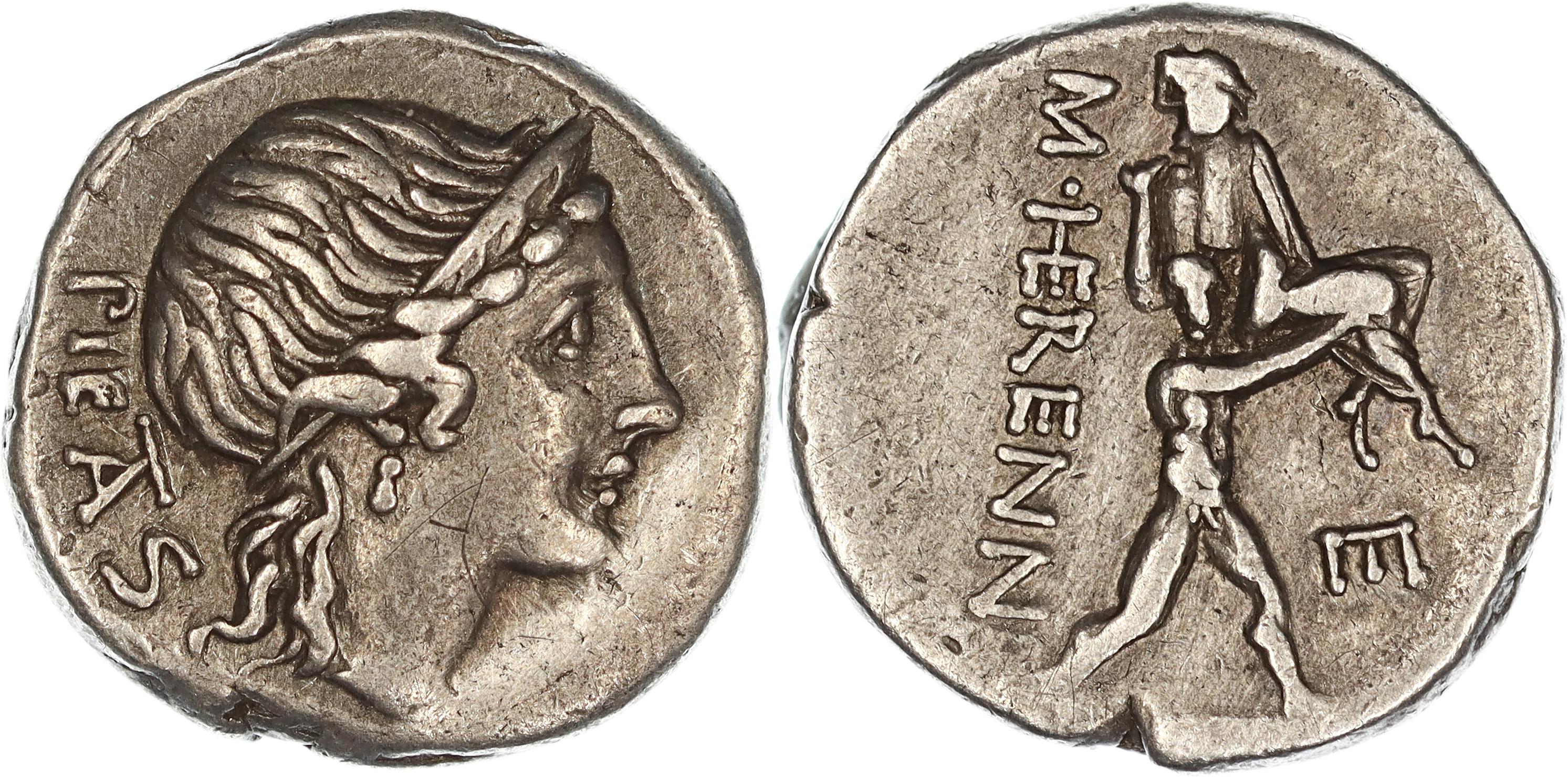 Roman Republic, M. Herennius M.f., Silver Denarius, 108-107 BC, VF