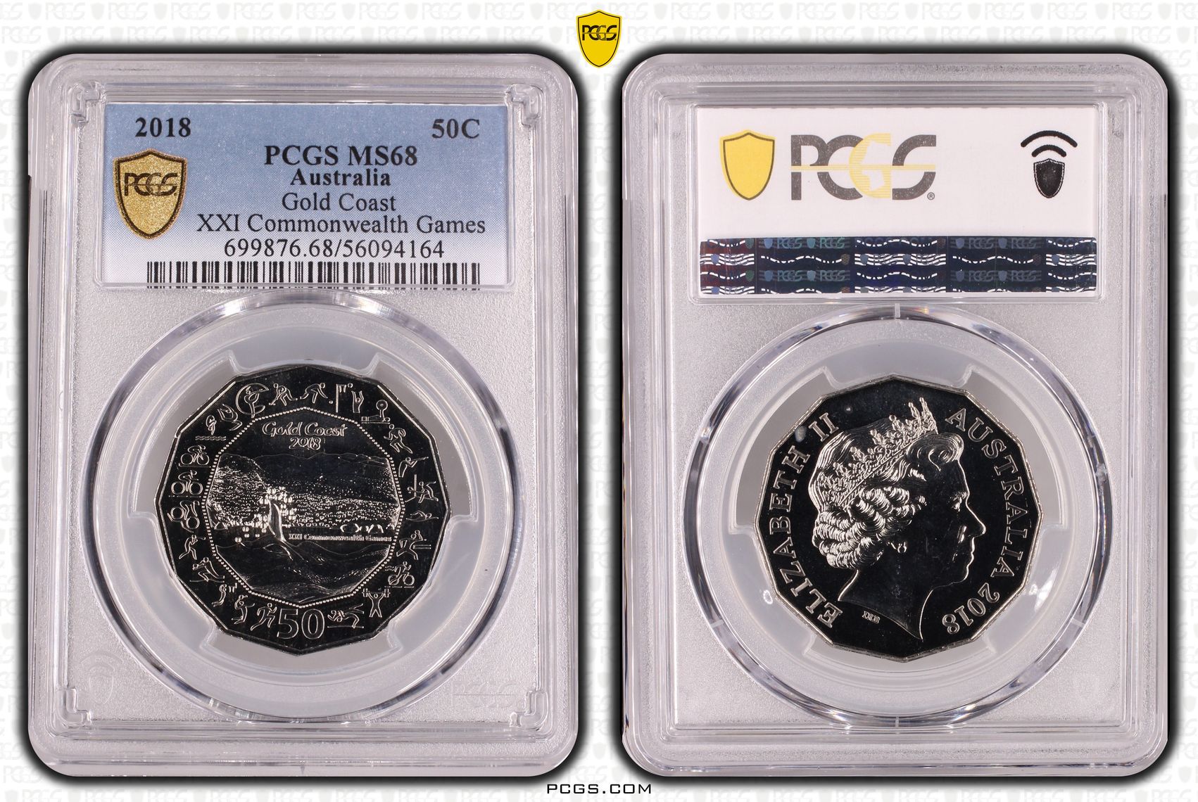 Gold Coast XXI Commonwealth Games, Fifty Cent, 2018, PCGS MS68