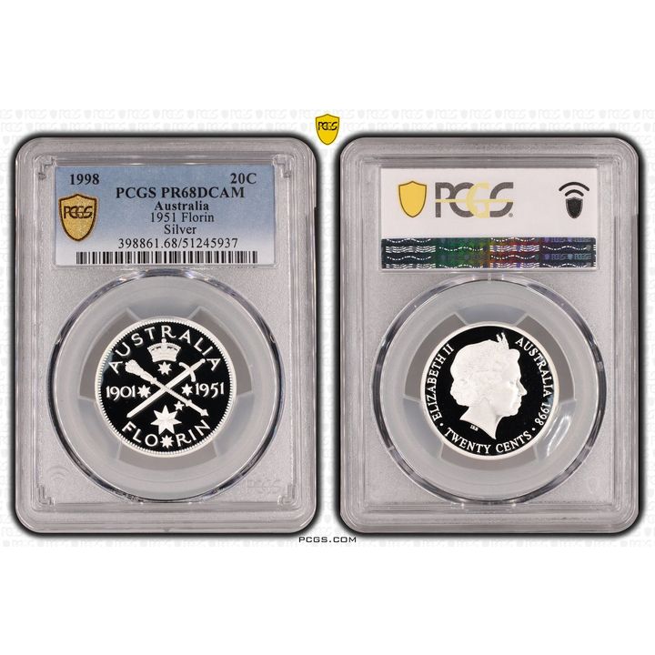 1951 Florin Silver, Twenty Cent, 1998, PCGS PR68DCAM