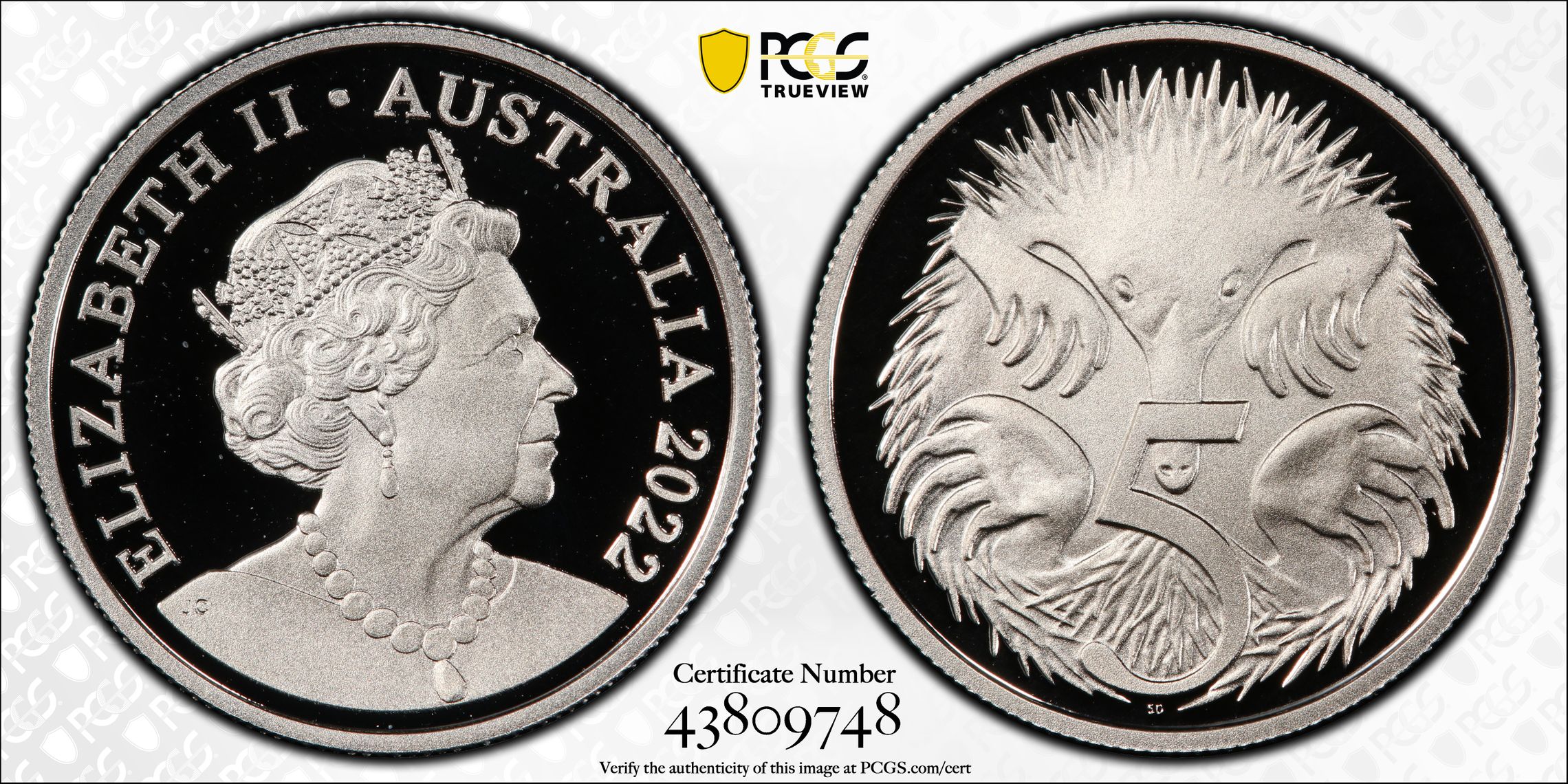 107 · 2022 Australia Five Cent, 5c PCGS - PR70DCAM POP 121/0 -748