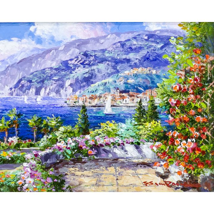 Sam Park ''Lake Bellagio'' Oil on Canvas