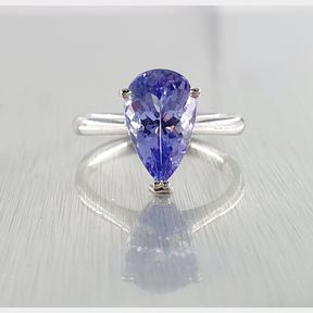 9CT WHITE GOLD RING WITH 3.30CT PEAR SHAPED TANZANITE - 51929/1252